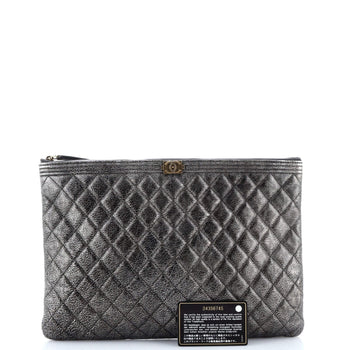 Chanel Boy O Case Clutch Quilted Calfskin Large