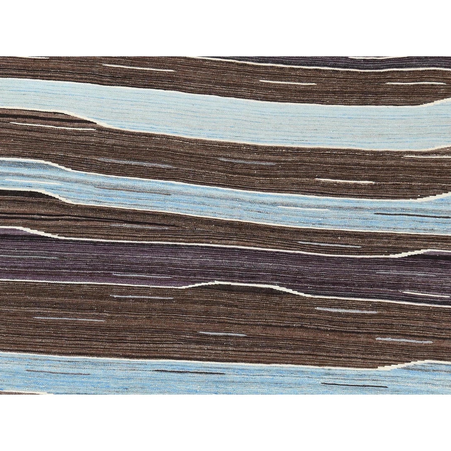 6'3"X9' Hand Woven Flat Weave Kilim Brown Mountain Design Reversible Rug