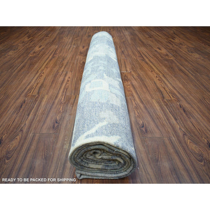 11'9"X15'7" Gray Wool Hand Knotted Afghan Angora Oushak Oversized Rug