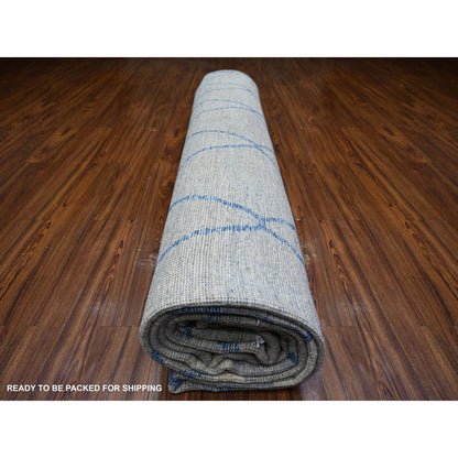 11'9"X15'7" Gray Wool Hand Knotted Moroccan Berber Design Oversized Rug