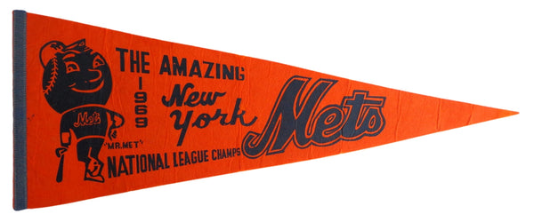 Vintage 1969 New York Mets National League Champs Baseball 30X12 Felt Pennant