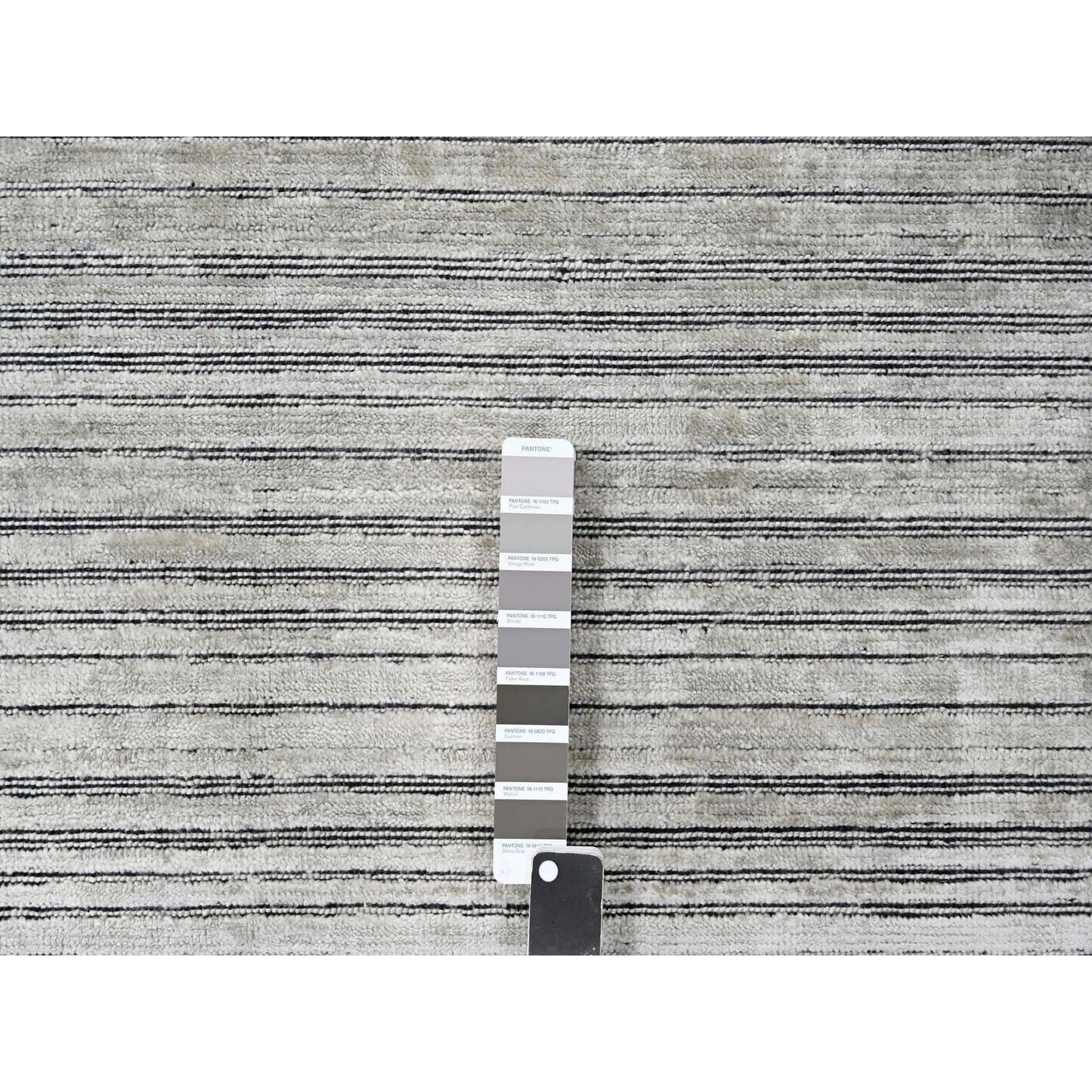 9'1"X12'1" Taupe Wool And Silk Hand Loomed Modern Design Oriental Rug