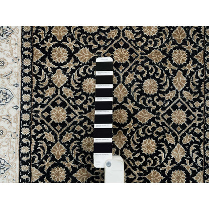 2'5"X4'7" Black Hand Knotted Herrita Design 250 Kpsi Pure Wool Rug