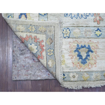 6'2"x8'10" Gray Afghan Angora Oushak Leaf Design Hand Knotted Wool Rug