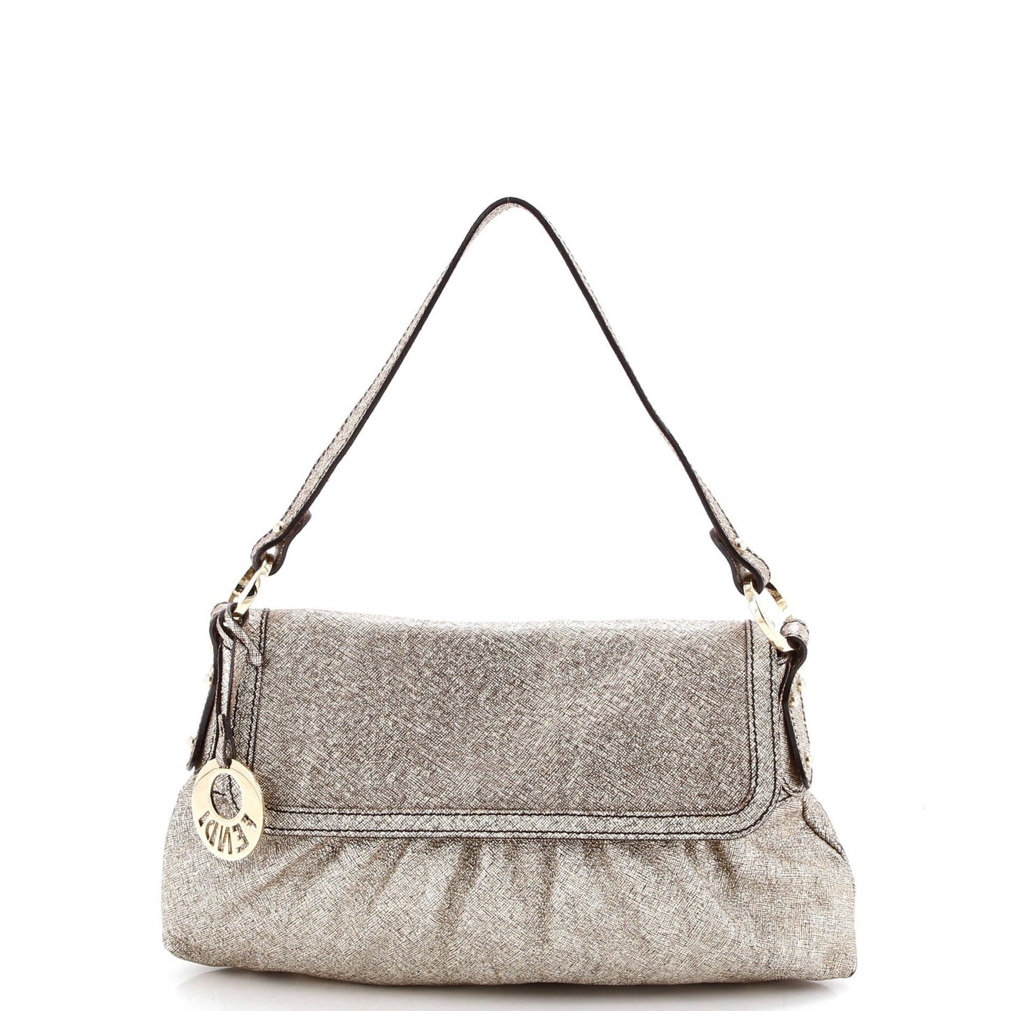 Fendi Chef Flap Bag Metallic Leather Small