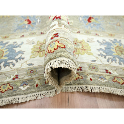 8'1"X10'1" Stone Gray Agra With Ziegler Design Hand Knotted Pure Wool Rug
