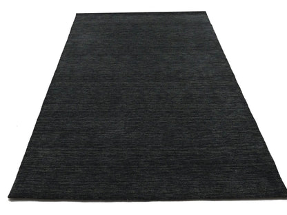 Charcoal Solid Hand-Loomed 5X8 Gabbeh Wool Rug