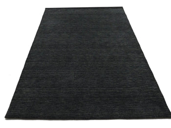 Charcoal Solid Hand-Loomed 5X8 Gabbeh Wool Rug