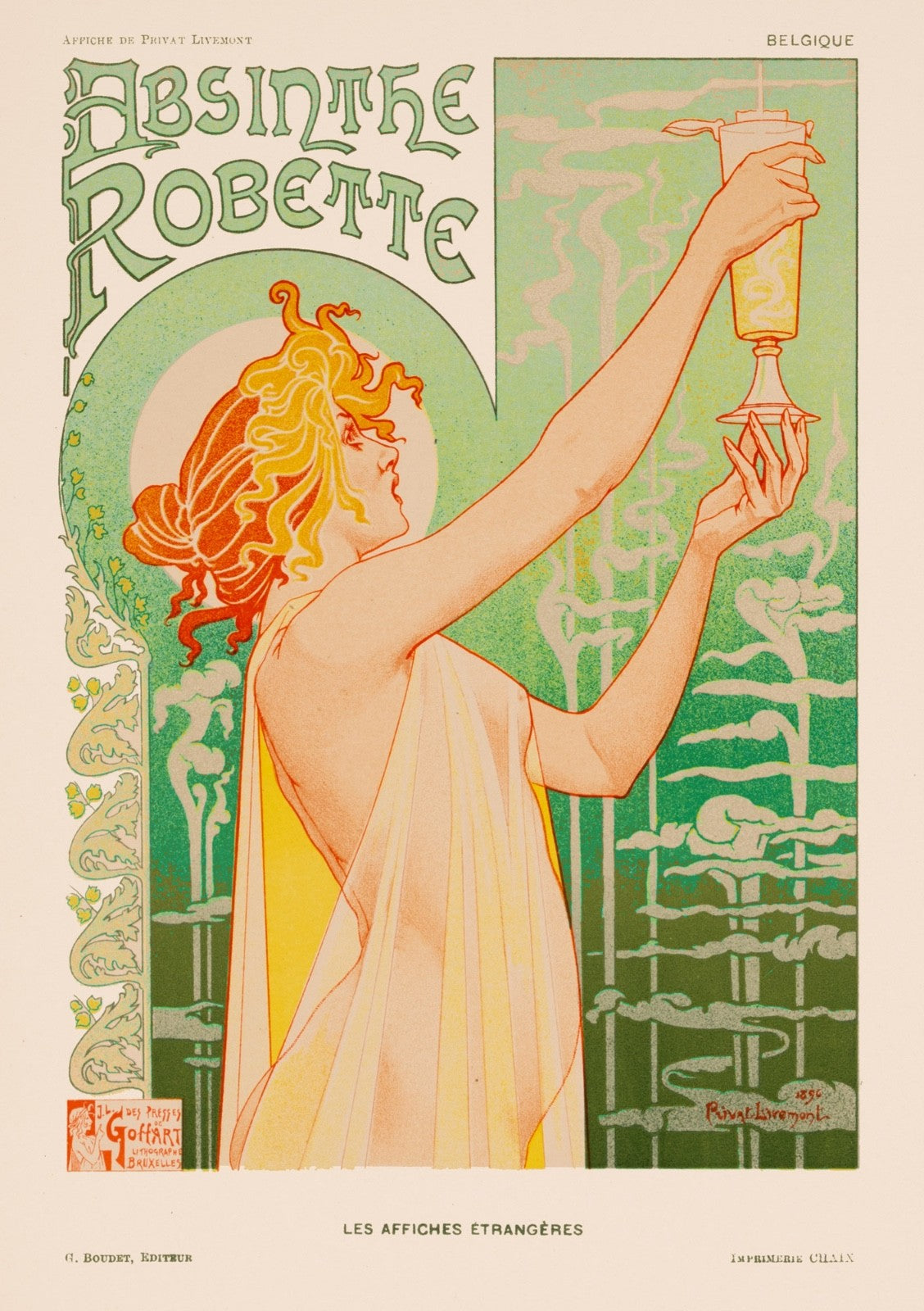 Privat Livemont  Absinthe Robette  Original 1896 Chaix  Affiches Trangres