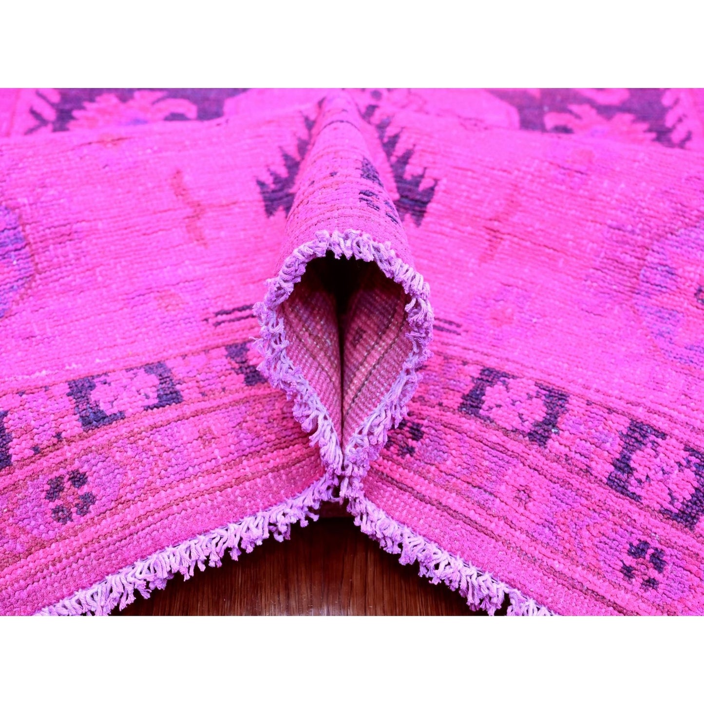 Rug 8'x10' Hot Pink Overdyed Kazak Medallions Design Hand Knotted Wool