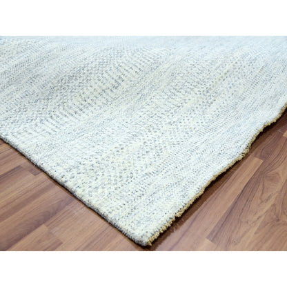 8'X10'1" Classic Gray Hand Knotted Modern Grass Design Wool Plain Rug