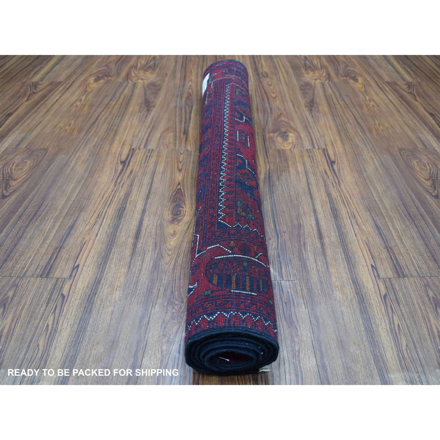3'3"X4'10" Hand Knotted Afghan Khamyab Soft Wool Deep Red Rug