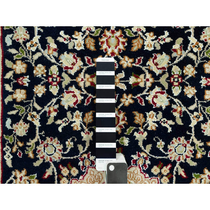 2'9"X20'1" Blue Hand Knotted Central Medallion Nain Wool Xl Runner Rug