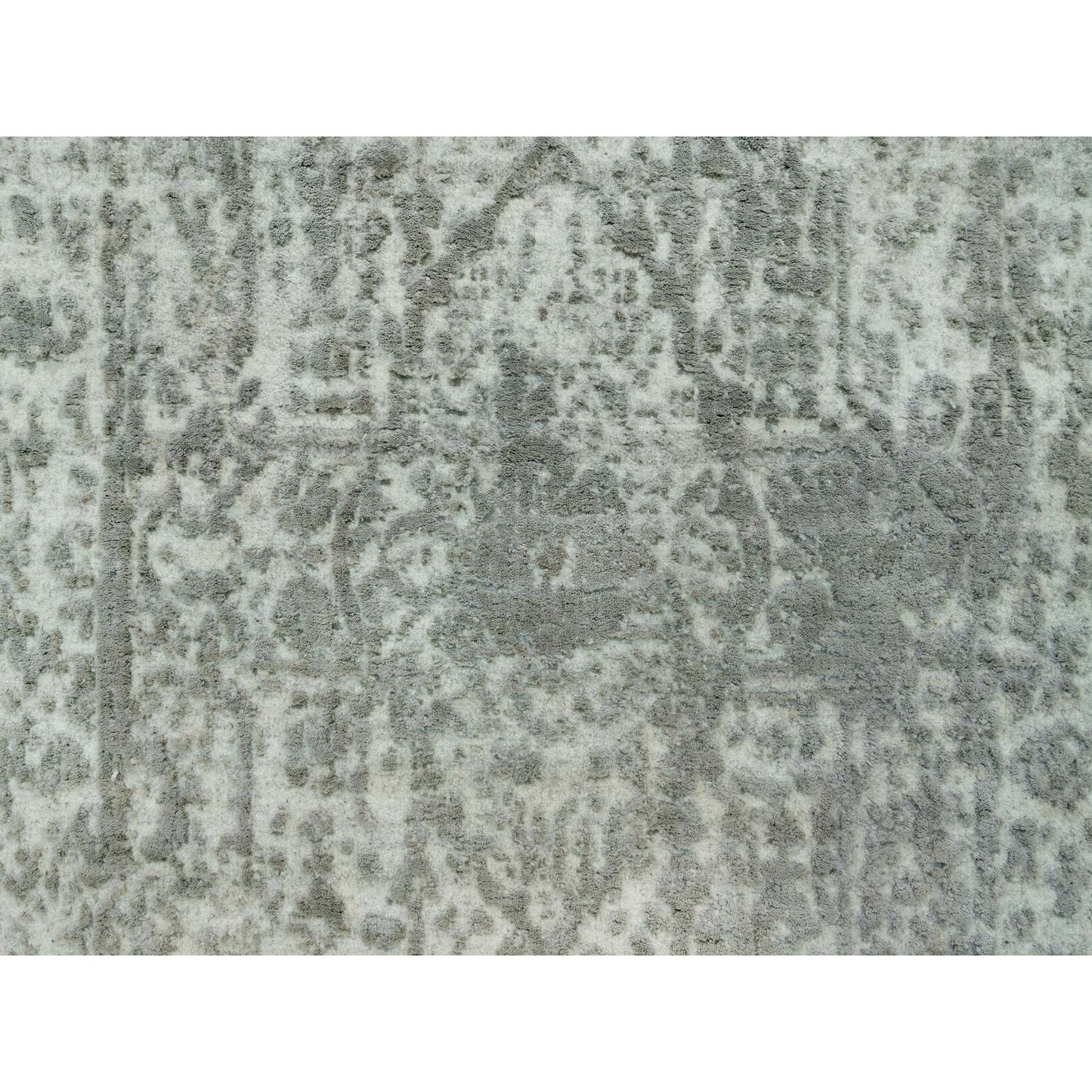 2'X3'2" Gray Broken Zoroastrian Hand Knotted Wool And Silk Oriental Rug
