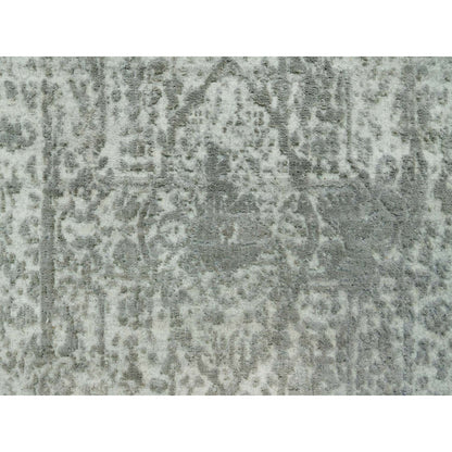 2'X3'2" Gray Broken Zoroastrian Hand Knotted Wool And Silk Oriental Rug