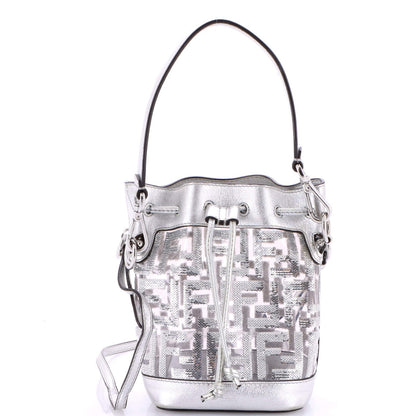 Fendi Mon Tresor Bucket Bag Sequin Zucca Embroidered Pvc Mini