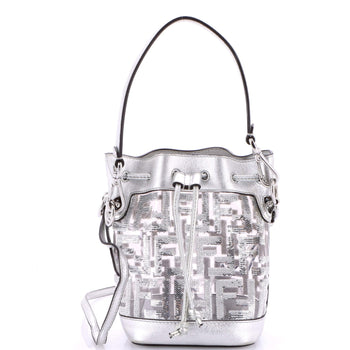 Fendi Mon Tresor Bucket Bag Sequin Zucca Embroidered Pvc Mini