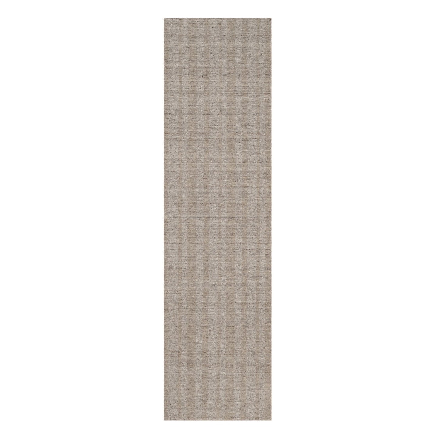 2'7"X10' Brown Natural Wool Salt And Pepper Effect Hand Loomed Runner Rug