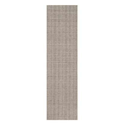 2'7"X10' Brown Natural Wool Salt And Pepper Effect Hand Loomed Runner Rug