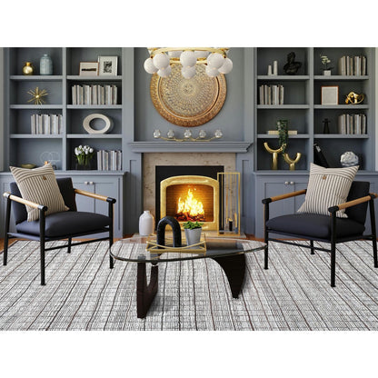 Rug 12'6"x15' White Moroccan Weave with Box Design Wool Hand Knotted XL