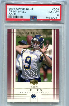 Drew Brees 2001 Upper Deck Gold #112 Psa Nm-Mt 8 Rc Pop 2 /50