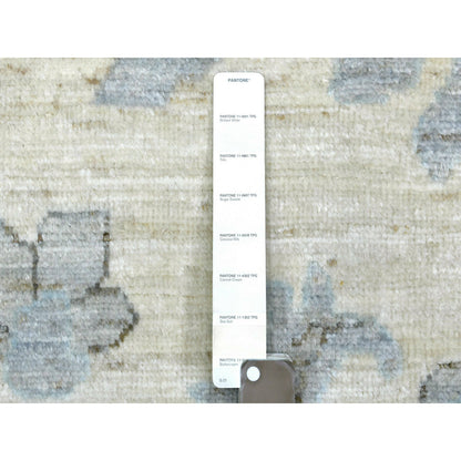 8'X9'9" Ivory Hand Knotted Afghan Angora Oushak Soft Wool Rug