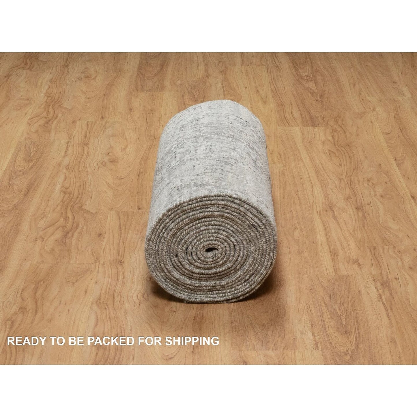 2'6"X29'9" Gray Hand Knotted Modern Undyed Natural Wool Xl Runner Rug