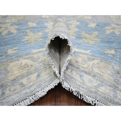 8'X10' Cloud Gray Wool Hand Knotted Finer Peshawar Rug