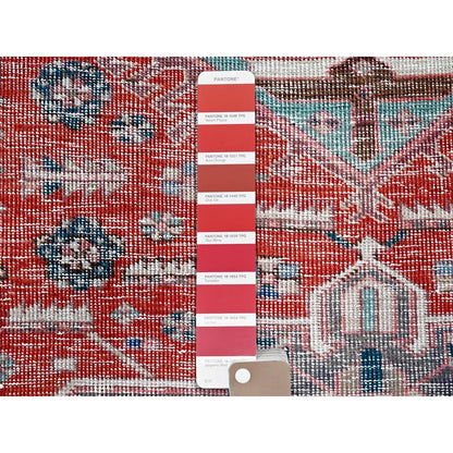 2'7"X9'3" Ajax Red Vintage Zoroastrian Hand Knotted Pure Wool Runner Rug