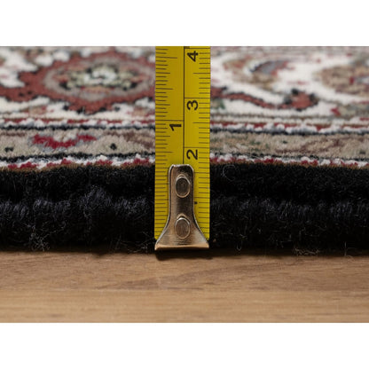 4'9"X6'9" Black Tebraz Mahi Fish Medallion Design Wool Hand Knotted Rug