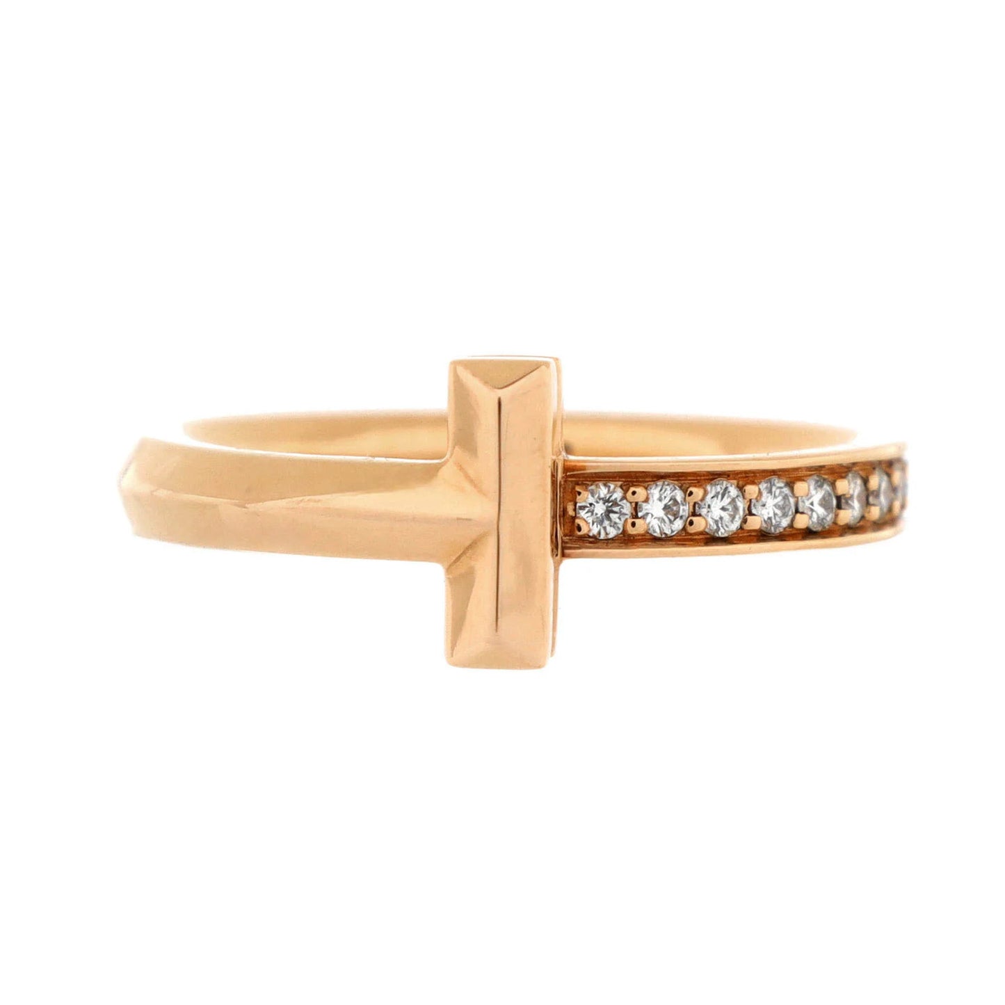 Tiffany & Co. T1 Ring 18K Rose Gold With Diamonds Narrow
