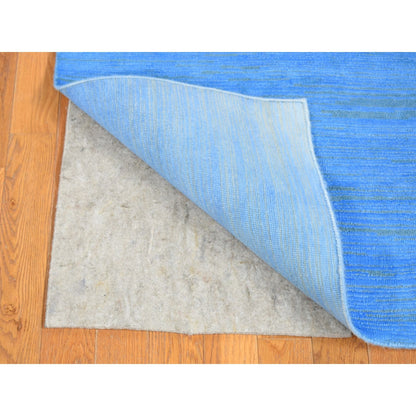 2'5"X10'2" Blue Overdyed Wool Hand Knotted Modern Design Runner Rug