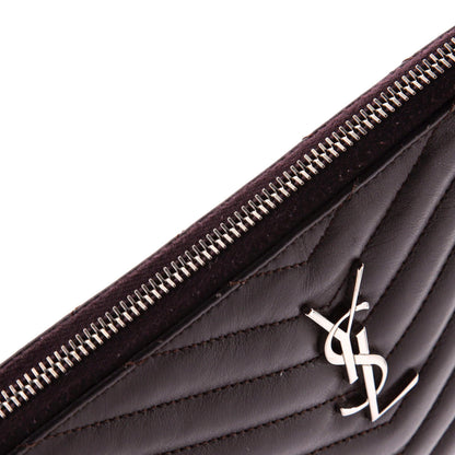 Saint Laurent Classic Monogram Wristlet Pouch Matelasse Chevron Leather Small