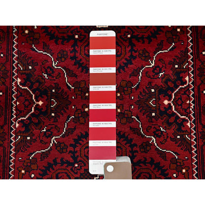 2'4'X5'2" Red Afghan Khamyab Tribal Design Hand Knotted All Wool Runner Rug