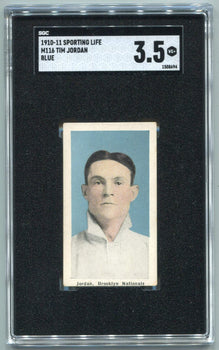 Tim Jordan 1910 - 1911 Sporting Life Blue Variation Tobacco Card #M116 Sgc Grade