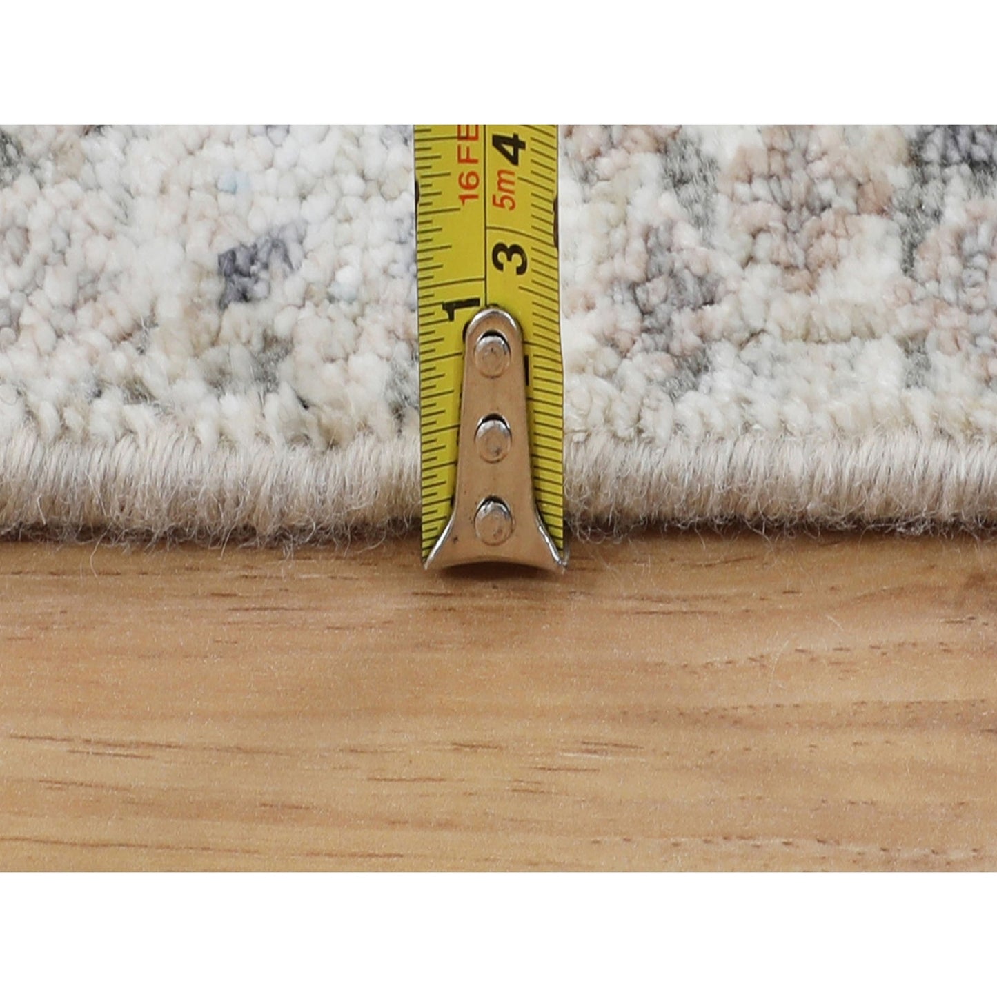 2'5"X12' Ivory Silk With Textured Tebraz Design Runner Hand Knotted Rug