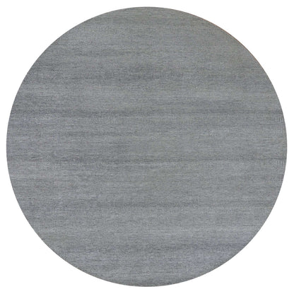 12'X12' Shower Gray Undyed Wool Grass Design Hand Knotted Round Rug