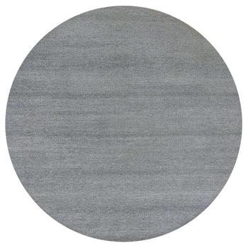 12'X12' Shower Gray Undyed Wool Grass Design Hand Knotted Round Rug