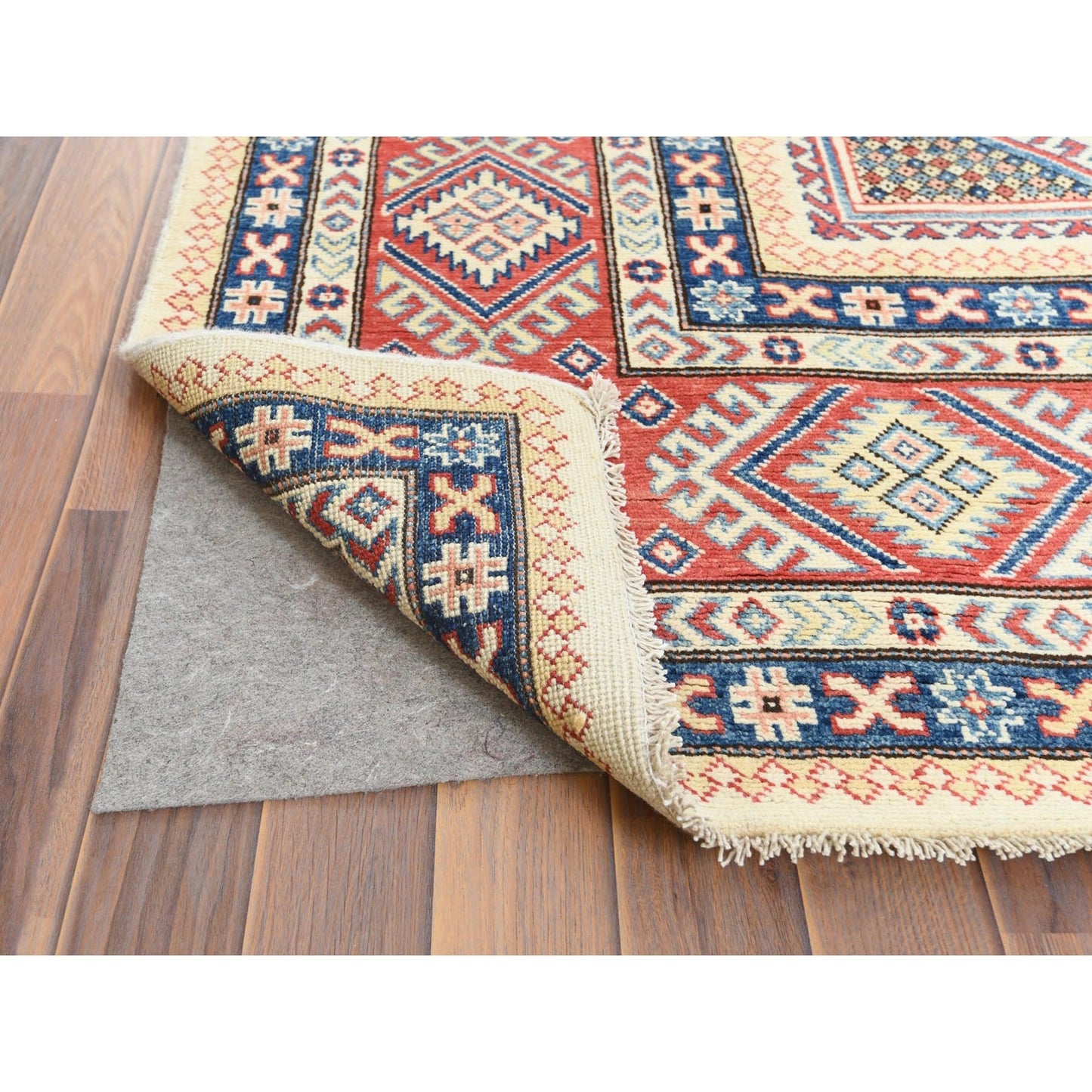 8'10"X11'9" Afghan Special Kazak Shiny Wool Hand Knotted Ivory Rug