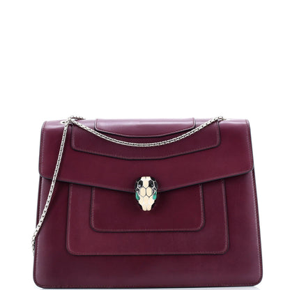 Bvlgari Serpenti Forever Square Shoulder Bag Leather Large