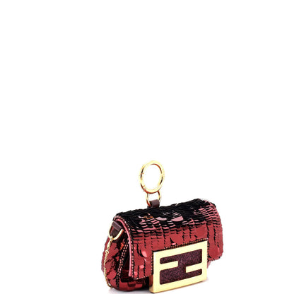 Fendi Chain Baguette Charm Bag Sequins Nano