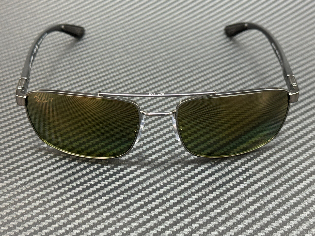 RAY BAN RB3737CH 004 6O Gunmetal Green Polarized