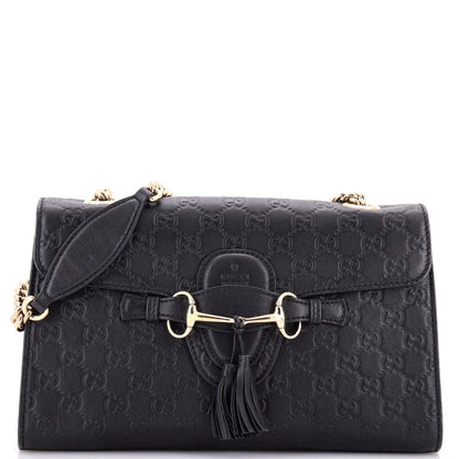 Gucci Emily Chain Flap Bag Guccissima Leather Medium