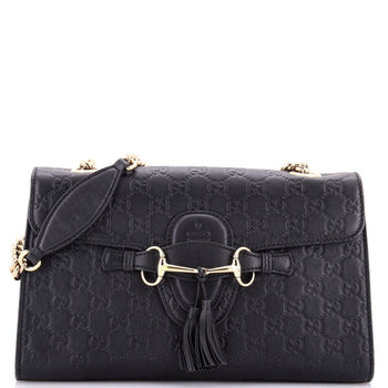 Gucci Emily Chain Flap Bag Guccissima Leather Medium