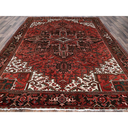 8'1"X10'8" Blush Red Vintage Zoroastrian Heris Pure Wool Hand Knotted Rug