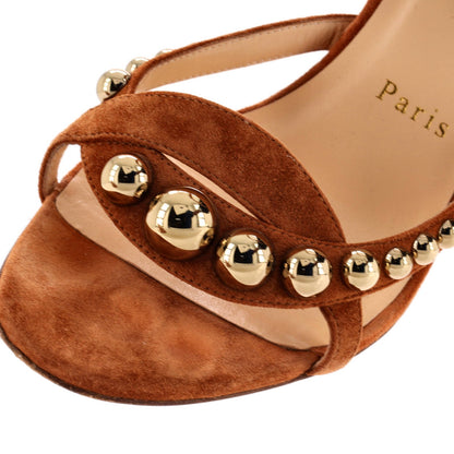 Christian Louboutin Women'S Galeria Heeled Sandals Studded Suede 100