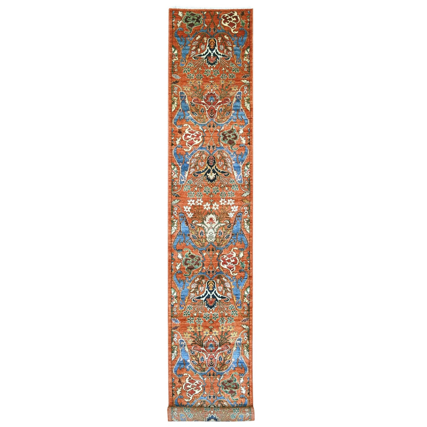 2'7"x17'2" Orange Bijar Garus Design Wool Hand Knotted Runner Oriental Rug
