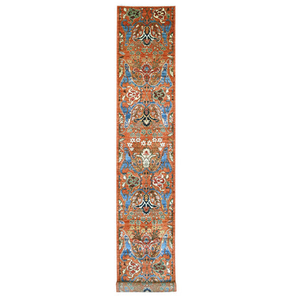 2'7"x17'2" Orange Bijar Garus Design Wool Hand Knotted Runner Oriental Rug