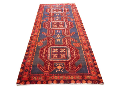 Semi-Antique Oriental Runner Rug Tribal Geometric Kitchen Hallway Decor 4X10 ft