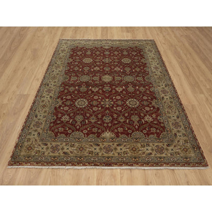 5'9"X8' Red Hereke With All Over Design Wool And Silk Hand Knotted Rug